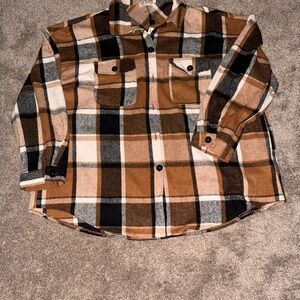 Plaid Button Down Shirt - Brown and Black